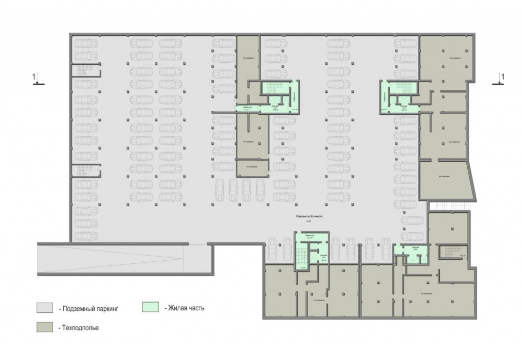 Проект многоквартирного жилого дома с подземным паркингом план подземного паркинга